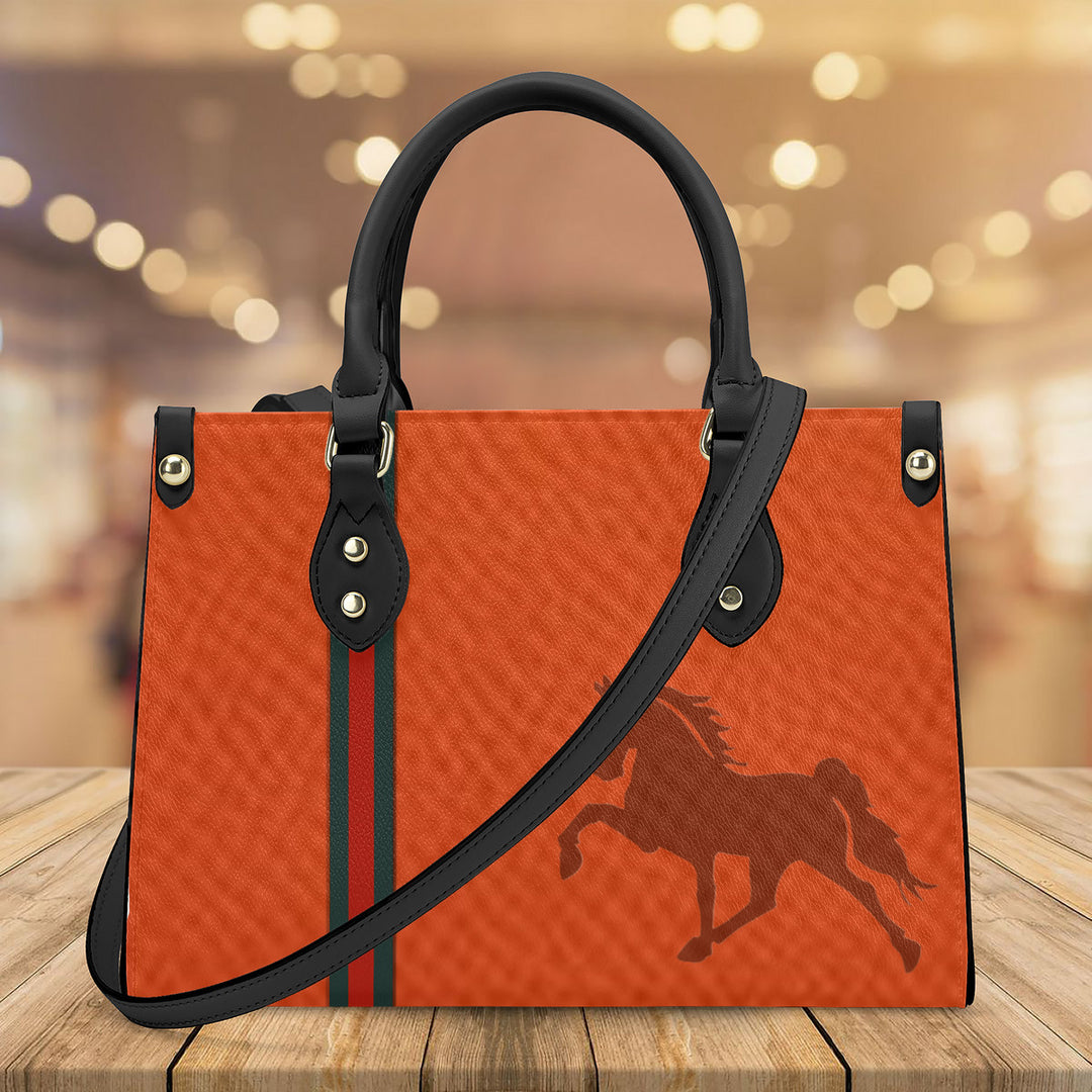 Tennessee Walking Horse Rio Orange Luxury Women PU Tote Bag - Black