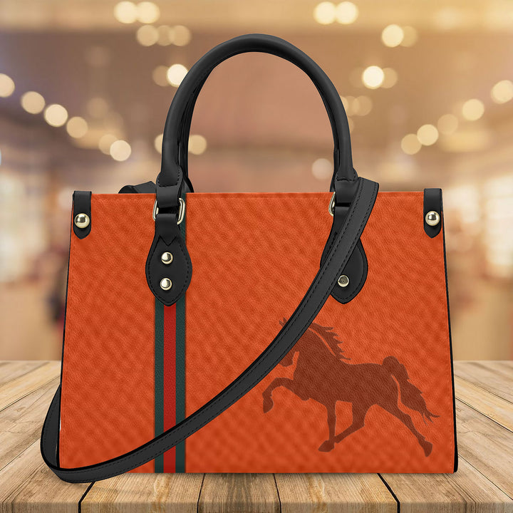 Tennessee Walking Horse Rio Orange Luxury Women PU Tote Bag - Black