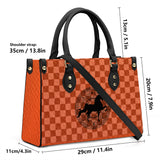 SADDLEBRED RIO ORANGE CHECK Luxury Women PU Tote Bag - Black