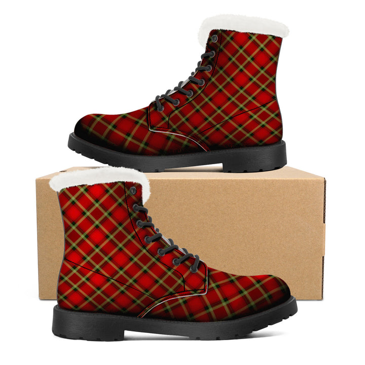 NASHVILLE RED TARTAN Faux Fur Synthetic Leather Boot