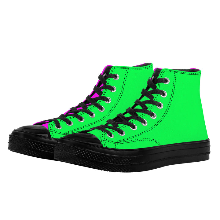 NASHVILLE BRAND NEON CONFUSED High Top Canvas Shoes - Black