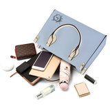 TENNESSEE WALKING HORSE PLEASURE SHELL BLUE Luxury Women PU Tote Bag - White