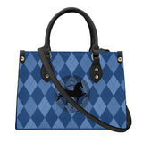 SADDLEBRED AZTEC  BLUE ARGYLE Luxury Women PU Tote Bag - Black