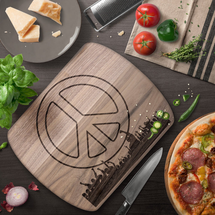 GIVE PEACE A CHANCE Hardwood Oval Cutting Board - My Pony Store