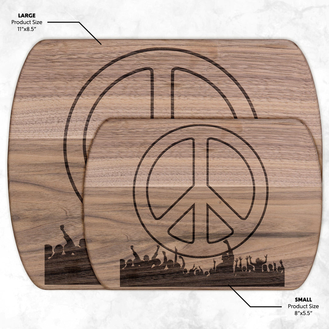 GIVE PEACE A CHANCE Hardwood Oval Cutting Board - My Pony Store