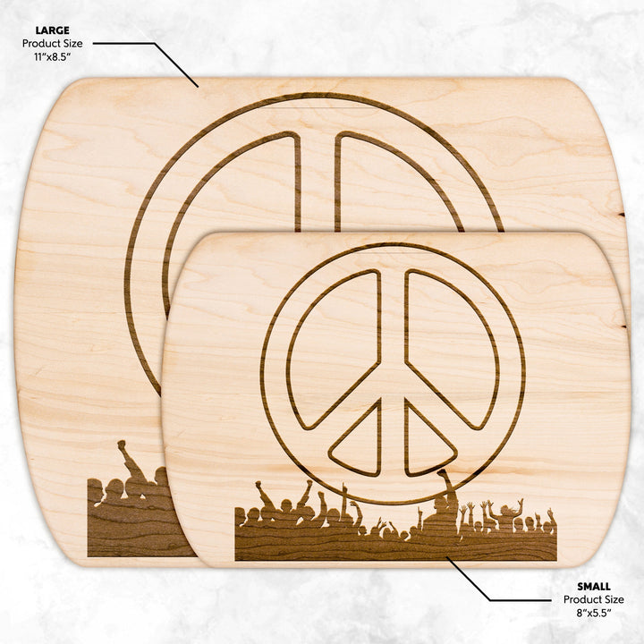 GIVE PEACE A CHANCE Hardwood Oval Cutting Board - My Pony Store